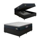 Cama Box Baú Casal Colchão Espuma D45 Pillow Top Strong 138x188x65cm Cinza/Preto Hellen Cama Box Baú Casal Colchão Espuma D45 Pillow Top Strong 138x188x65cm Cinza/Preto Hellen