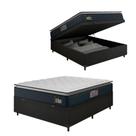 Cama Box Baú Casal Colchão Espuma D45 Pillow Top Strong 138x188x65cm Cinza/preto Hellen