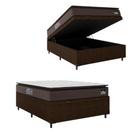 Cama Box Baú Casal Colchão Espuma D45 Pillow Top Strong 138x188x65cm Marrom Hellen