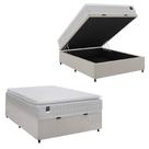 Cama Box Baú Casal Colchão Gazin Com Molas Ensacadas Tower New 138x188x76cm Branco