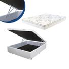 Cama Box Baú Casal Colchão Mola Bonnel + Box Sintético Branco