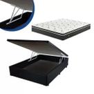 Cama Box Baú Casal Colchão Mola Bonnel + Box Sintético Preto 65x138x188