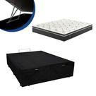 Cama Box Baú Casal Colchão Mola Bonnel + Box Suede 65x138x188:Preto