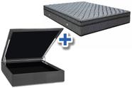 Cama Box Baú Casal Colchão Molas Bonnel + Box Sintético Cinza 65x138x188