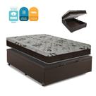 Cama Box Baú Casal Colchão Molas Bonnel + Box Suede Marrom