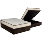 Cama Box Baú Casal: Colchão Molas Bonnel Luckspuma Montreal Spring + Base CRC Suede Brown(138x188)