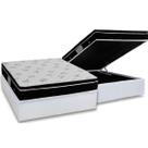 Cama Box Baú Casal: Colchão Molas Bonnel Ortobom Nanolastic Physical Spring + Base CRC Courano White(138x188)