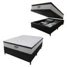Cama Box Baú Casal Colchão Molas Ensacadas 138x188x75cm Branco Preto Gazin Cama Box Baú Casal Colchão Molas Ensacadas 138x188x75cm Branco Preto Gazin