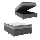 Cama Box Baú Casal Colchão Molas Ensacadas Mirage 138x188x65cm Cinza/Branco Umaflex