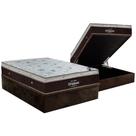 Cama Box Baú Casal: Colchão Molas Ortobom SuperPocket Sleep King + Base CRC Suede Brown(138x188)