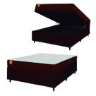 Cama Box Baú Casal Colchão Molas Qatar 138x188x63cm Marrom / Branco - Suporta até 200kg por Pessoa