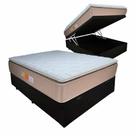 Cama Box Baú Casal Colchão Ortopédico PillowTop 138x188x69cm BEGE - Emperor Relaflex