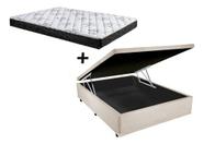 Cama Box Baú Casal Conforto Suede Bege + Colchão Casal Conforto Espuma D23 20x138x188