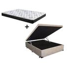 Cama Box Baú Casal Conforto Suede Bege + Colchão Casal Conforto Espuma D33 14x138x188