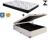 Cama Box Baú Casal Dreams Sintético Bege + Colchão Casal Dreams Espuma D33 Com EPS 17x138x188