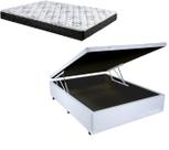 Cama Box Baú Casal Dreams Sintético Branco + Colchão Casal Dreams Espuma D33 Com EPS 17x138x188