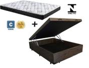 Cama Box Baú Casal Dreams Suede Marrom + Colchão Casal Dreams Espuma D23 Com EPS 17x138x188