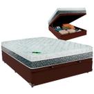 Cama Box Baú Casal e Colchão Aspen 24cm Molas Ensacadas Luckspuma Marrom
