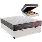Cama Box Baú Casal e Colchão Embrace Molas Ensacadas King Coil Branco