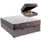 Cama Box Baú Casal e Colchão Embrace Molas Ensacadas King Coil Cinza Cama Box Baú Casal e Colchão Embrace Molas Ensacadas King Coil Cinza