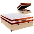 Cama Box Baú Casal e Colchão Esplendor Molas Ensacadas Luckspuma Ocre