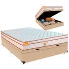 Cama Box Baú Casal e Colchão Pequim Molas Ultralastic Inducol Ocre