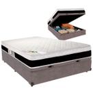 Cama Box Baú Casal e Colchão Roma Molas Ensacadas Luckspuma Cinza Cama Box Baú Casal e Colchão Roma Molas Ensacadas Luckspuma Cinza