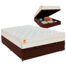 Cama Box Baú Casal e Colchão Tucson Molas Ensacadas Inducol Marrom
