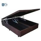 Cama Box Baú Casal em Sued Marron Bipartido com Pistão A Gás - 138x188 Cama Box Baú Casal em Sued Marron Bipartido com Pistão A Gás - 138x188