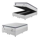 Cama Box Baú Casal King Colchão Molas Ensacadas Com Pillow Sevilha 193x203x74cm Branco/cinza Hellen