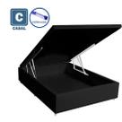 Cama Box Baú Casal Premium AColchões Preto 41x138x188