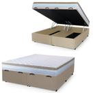 Cama Box Baú Casal Queen Colchão Com Molas Ensacada