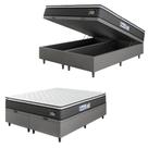 Cama Box Baú Casal Queen Colchão Espuma D33 Pillow Top Millenium 158x198x60cm Suede Cinza/Branco Cama Box Baú Casal Queen Colchão Espuma D33 Pillow Top Millenium 158x198x60cm Suede Cinza/Branco