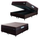 Cama Box Baú Casal Queen Colchão Espuma D33 Pillow Top Millenium 158x198x60cm Suede Marrom Hellen