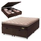 Cama Box Baú Casal Queen Colchão Espuma D33 Pillow Top Millenium 158x198x60cm Suede Marrom Hellen Cama Box Baú Casal Queen Colchão Espuma D33 Pillow Top Millenium 158x198x60cm Suede Marrom Hellen