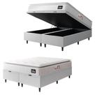 Cama Box Baú Casal Queen Colchão Espuma D45 Lazio Pillow Top 158x198x65cm Branco Hellen Cama Box Baú Casal Queen Colchão Espuma D45 Lazio Pillow Top 158x198x65cm Branco Hellen