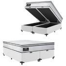 Cama Box Baú Casal Queen Gazin Colchão Molas Ensacadas 158x198x65cm New Branco Linho