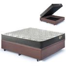 Cama Box Baú Casal Reforçado + Colchão Mola Ensacada Ecoflex
