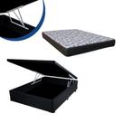 Cama Box Baú Casal Resistence Suede Preto + Colchão Casal Resistence Espuma D33 Com EPS 24x138x188