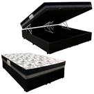 Cama Box Baú Casal Sintético Bipartido + Colchão Ortobom Iso Dupla Face 60x138x188 Cor:preto