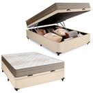 Cama Box Baú Casal Sintético + Colchão De Molas Ensacadas Portobel Ipanema - 138x188x66cm Bege Cama Box Baú Casal Sintético + Colchão De Molas Ensacadas Portobel Ipanema - 138x188x66cm Bege
