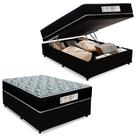Cama Box Baú Casal Sintético + Colchão Molas Ensacadas SerenePrime Sonnolux 13cm Preto - Suporta Até 110kg Por Pessoa