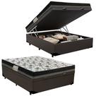 Cama Box Baú Casal Sintético + Colchão Ortobom Iso Dupla Face 60X138X188 Cor:Marrom