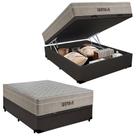 Cama Box Baú Casal Sintético Cremil + Colchão Molas Ensacadas AirPrime 138x188x65cm Marrom