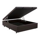 Cama Box Baú Casal Sintético Marrom 42x138x188