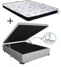 Cama Box Baú Casal Sonho Suede Bege + Colchão Casal Sonho Espuma D33 Com EPS 26x138x188