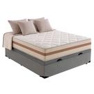 Cama Box Baú Casal Suede Cinza com Colchão Pillow Angel Molas Ensacadas 63x138x188