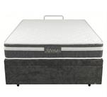 Cama Box Bau Casal Suede + Colchão Atenas Cinza Molas Ensacadas - Comfort Prime