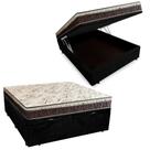Cama Box Baú Casal Suede + Colchão Casal Espuma Extra Firme D33 Elegance Ortopédico 64x138x188 Cor:preto