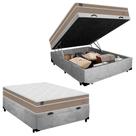 Cama Box Baú Casal Suede + Colchão Lis Molas Ensacadas Superpocket Plumatex 138x188x64cm Cinza